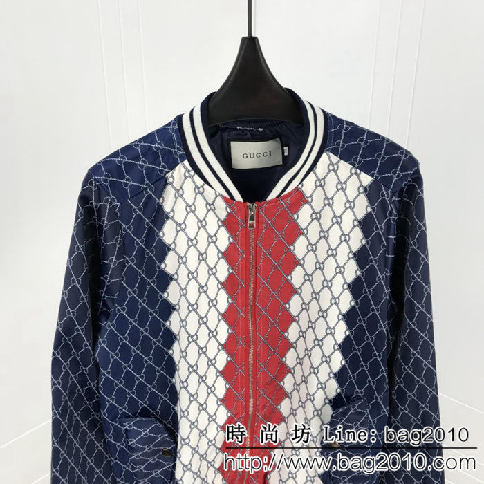 GUCCI古馳 18新款棒球領 全身雙G拼色logo 外套 男女同款 ydi1549